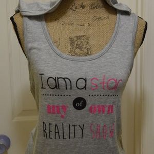 Gray hooded tank tee